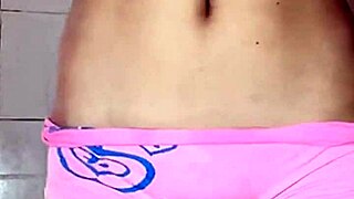 beautiful latina housewife flashes her natural tits and panties in bathroom then sends steamy video to shop owner