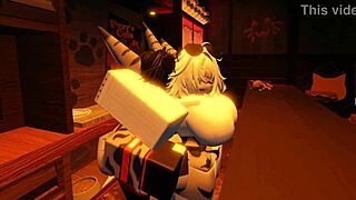 shark girl gets wild solo in roblox, just her and that furry fun