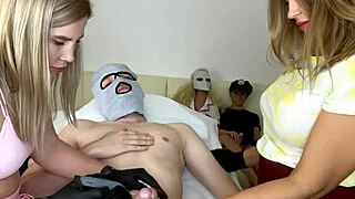 sugarnadya and nataligreen depilate dude's penis with four hands casually