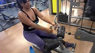 went to gym super horny no panties fingering my ass 😈 naughty gym solo play