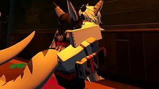 shark girl gets wild solo in roblox, just her and that furry fun