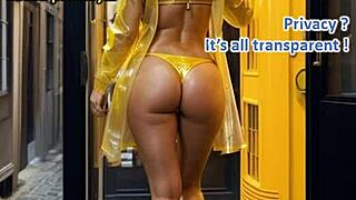 Blonde in Latex Boots Bent Over for Street Doggystyle Tit Bounce!