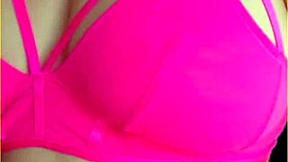 australian wifey flashes perfect big tits in hot pink lingerie exhibitionist style