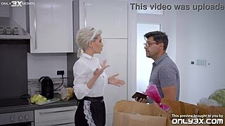 Maid Joins Blonde And Latina For Surprise Big Tits Threesome Fun.