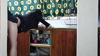 pretty tattooed boss lady bends over for young guy's doggystyle fuck