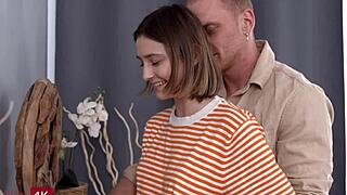 fanky town boyfriend and friend bend skinny teen over doggystyle. mmf fuck shaved pussy cowgirl cumshot 18+