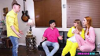 kinky stepbrothers tangle with sexy stepsisters in wild uncontrolled group play