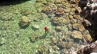 yellow trunks tease in blue water splashes 🌊👀