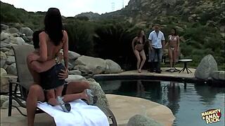 SUPER SEXY Couple Pounds DOGGYSTYLE By Pool In Heels And Cum