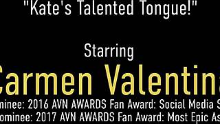 black carmen valentina and blonde kate england tongue shaved pussies in lingerie