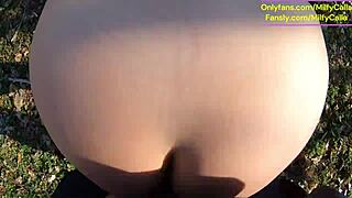 damn tight leather pants no panties... wet surprise in my car then steamy outdoor blowjob 😏 rough forest fuck incoming 🔥