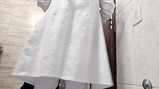 hot nurse sneaks to hospital bathroom for doctor's massive cock pounding