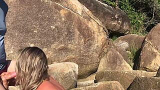 Horny babe sucks monster cock outdoors begs assfucking despite outrage!
