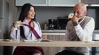 Perverted teacher fucks her hard in his house