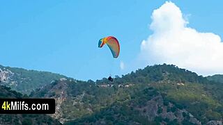 beautiful blonde milf millie morgan teases with big tits on alps holiday fun