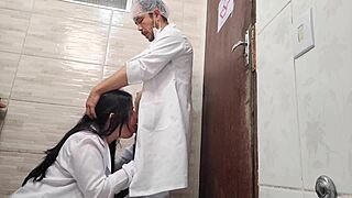 hot nurse sneaks to hospital bathroom for doctor's massive cock pounding