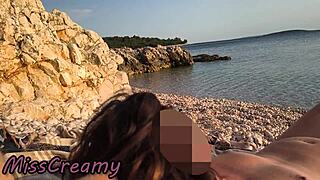 Pussy-Flashing Nude Teacher Lets Student Grope Tits on Beach