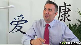 Busty Milf Boss Ryan Fucks Keiran in Hardcore Office Sex