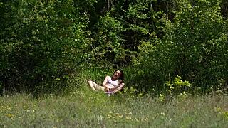 i finger wet pussy in front of passersby then jogger doggystyles me to huge facial.