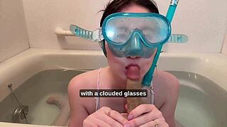 minami sally's big natural tits tease in underwater snorkel challenge
