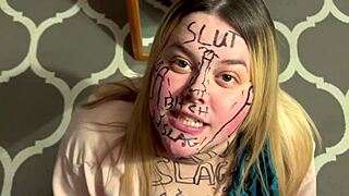 Chubby emo latina begs for rough face fuck and cum