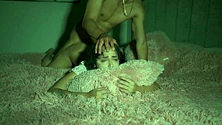 Petite brunette with blue eyes rides my monster cock wildly!