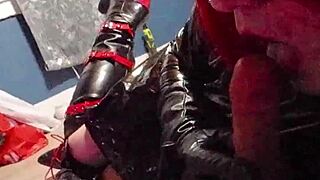 Sub Takes Control with Boots and Dildo Tease