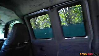 Alexis Andrews big booty blonde strips rides cowgirl doggystyle on bus