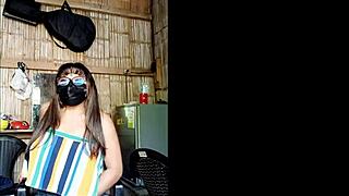 my hot latina stepsis whore with big natural tits touches herself shamelessly on cam