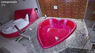 Curvy babe in bra panties gets underwater titjob cum in soaked underwear