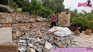 german chubby teen big tits pounded anal outdoors by pool