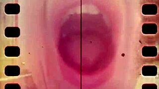 glasses-wearing beauty's endless yawns unleash a torrent of saliva and tongue play