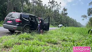 what would you do seeing this cute blonde bubble butt get fucked doggystyle on highway side? 🚗💦