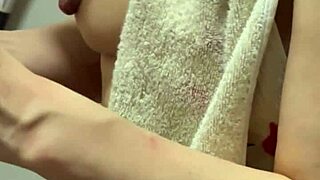 Beautiful busty bride shows nude tits nipples pre-sex