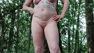 milf slave flashes tits bent over forest humiliation homemade