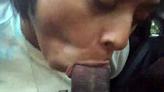 EBONY SLUT SUCKS HUGE COCK IN PUBLIC CAR BLOWJOB
