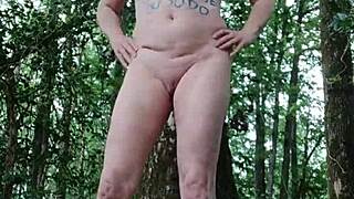 milf slave flashes tits bent over forest humiliation homemade