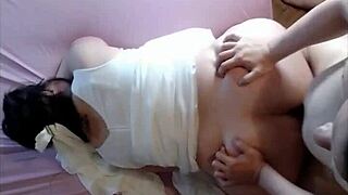 Horny bride shivers from massive cumshot drenching her thick ass