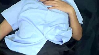 Stranger fucks my school uniform tight pussy then cums on face closeup