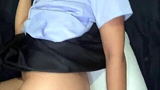 Stranger fucks my school uniform tight pussy then cums on face closeup