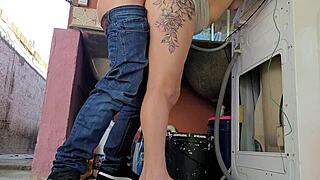 married housewife: paying washer tech with ass while hubby's gone?