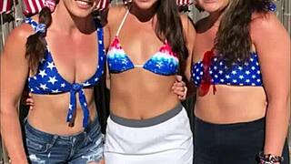 Bikini Babes' Big Asses and Tits Tease Publicly