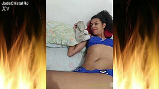 Blue lingerie brunette flashes intriguing secrets