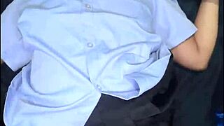 Stranger fucks my school uniform tight pussy then cums on face closeup