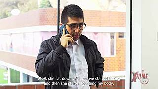 two guys dominate this big-titted peruvian redhead to pay debt!