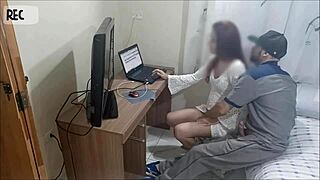 redhead in uniform begs for cum on her juicy ass