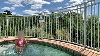 wife flashes big tits publicly at hotel pool