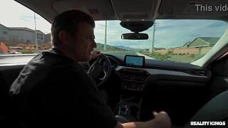 curvy redhead with big ass rides cock then takes cum on tits