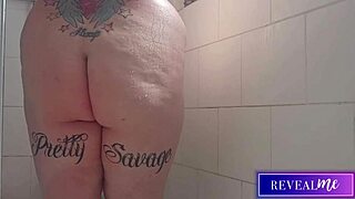 Curvy babe teases with steamy shower fingering and wet pussy play