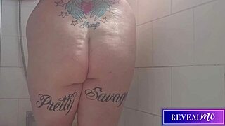 Curvy babe teases with steamy shower fingering and wet pussy play